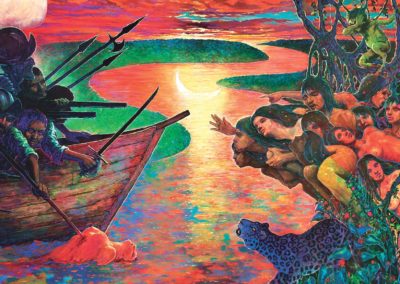 Gino Ceccarelli, El Descubrimiento de la Amazonia, Oleo en lienzo, 180x420 cm