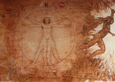 Gino Ceccarelli, Evolution, Oleo en lienzo,180x520cm