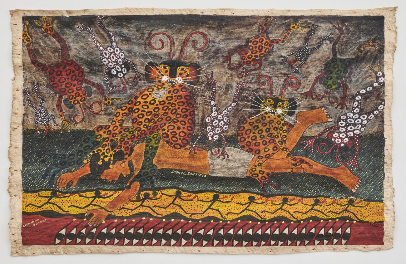 Santiago Yahuarcani — Alegría de Shimimbros (2024). A work that offers a glimpse of the rich spiritual universe of the Uitoto people.</p>
<p>