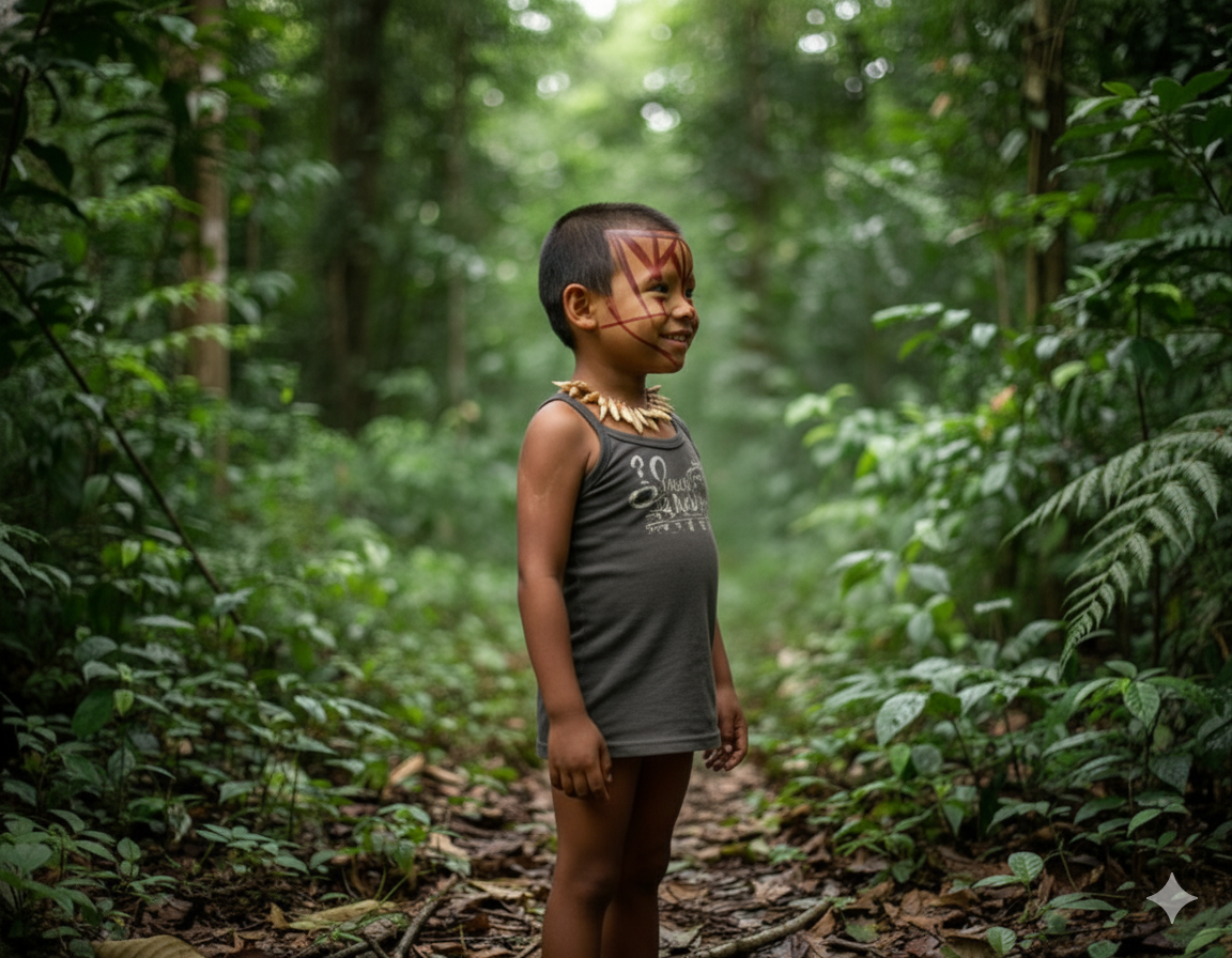 Nukak Makú Boy in the forest